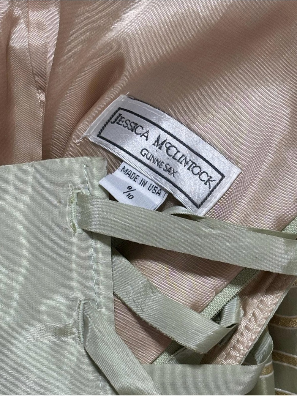 Vintage Gunne Sax - Striped Green & Gold Gown - Picture 10 of 10
